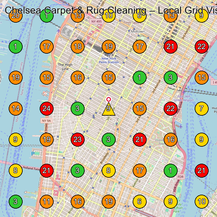 Chelsea Carpet & Rug Cleaning Carpet Cleaning Service GeoGrid ranking map for New York NY